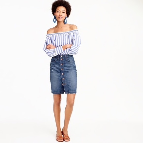 J. Crew Button Front Denim Skirt Women’s 26 - Picture 2 of 5